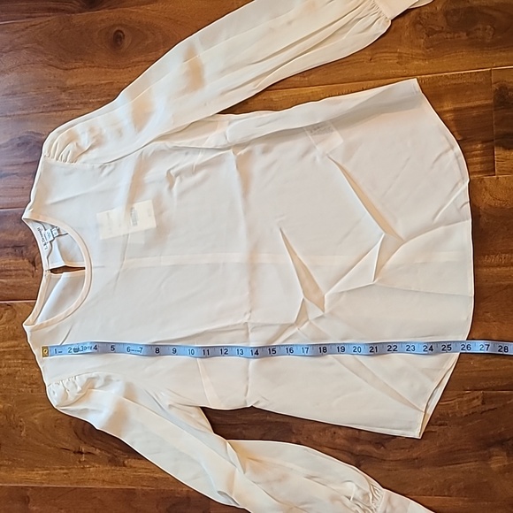 L.K.Bennett Timian Silk Blouse, Cream, Gathered Sleeves - Picture 9 of 15